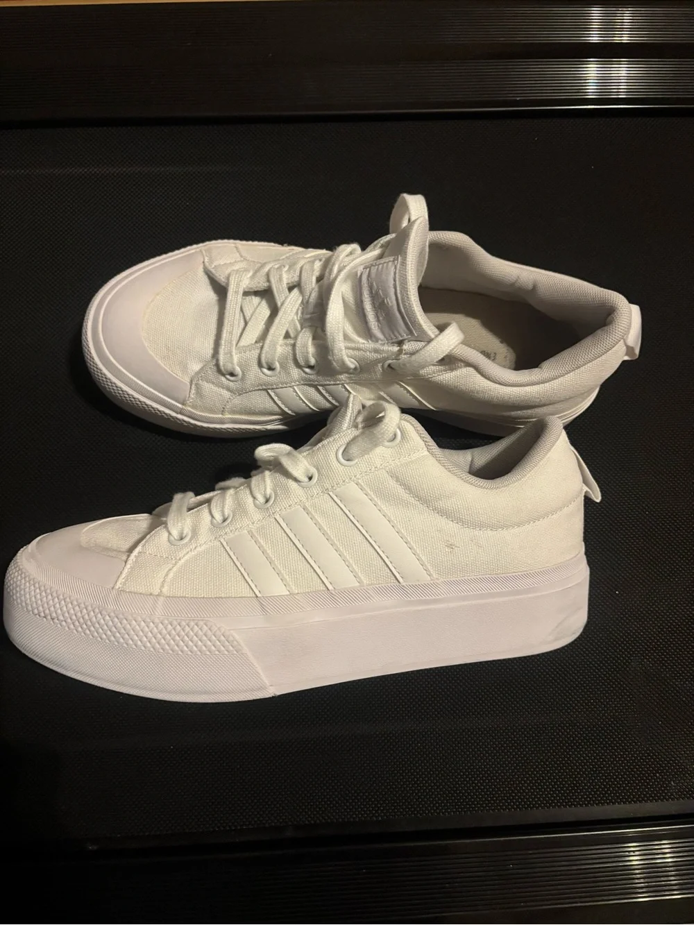adidas Bravada 2.0 All-White Low-Top Platform Sneakers